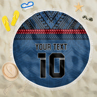 Custom Toa Samoa Rugby Beach Blanket Samoan Warrior Ula Fala Tribal Pattern