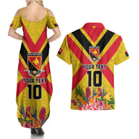 Custom Papua New Guinea Rugby Couples Matching Summer Maxi Dress and Hawaiian Shirt Bird of Paradise and Hibiscus Polynesian Pattern Yellow Color LT03