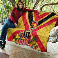 Custom Papua New Guinea Rugby Quilt Bird of Paradise and Hibiscus Polynesian Pattern Yellow Color
