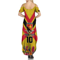 Custom Papua New Guinea Rugby Summer Maxi Dress Bird of Paradise and Hibiscus Polynesian Pattern Yellow Color LT03 - Polynesian Pride