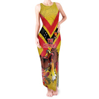 Custom Papua New Guinea Rugby Tank Maxi Dress Bird of Paradise and Hibiscus Polynesian Pattern Yellow Color LT03 Women Yellow - Polynesian Pride