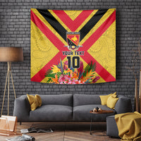 Custom Papua New Guinea Rugby Tapestry Bird of Paradise and Hibiscus Polynesian Pattern Yellow Color