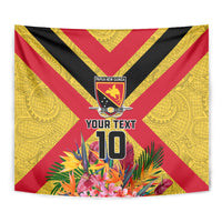 Custom Papua New Guinea Rugby Tapestry Bird of Paradise and Hibiscus Polynesian Pattern Yellow Color