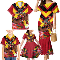 Custom Papua New Guinea Rugby Family Matching Mermaid Dress and Hawaiian Shirt Bird of Paradise and Hibiscus Polynesian Pattern Red Color LT03 - Polynesian Pride