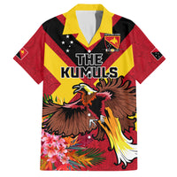 Custom Papua New Guinea Rugby Family Matching Puletasi and Hawaiian Shirt Bird of Paradise and Hibiscus Polynesian Pattern Red Color LT03 Dad's Shirt - Short Sleeve Red - Polynesian Pride