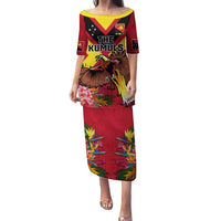 Custom Papua New Guinea Rugby Family Matching Puletasi and Hawaiian Shirt Bird of Paradise and Hibiscus Polynesian Pattern Red Color LT03 Mom's Dress Red - Polynesian Pride