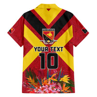 Custom Papua New Guinea Rugby Hawaiian Shirt Bird of Paradise and Hibiscus Polynesian Pattern Red Color LT03 - Polynesian Pride