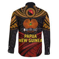 Papua New Guinea Bird-of-Paradise Family Matching Long Sleeve Bodycon Dress and Hawaiian Shirt Coat of Arms and Tribal Patterns LT03 - Polynesian Pride
