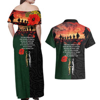 New Zealand and Australia ANZAC Day Couples Matching Off Shoulder Maxi Dress and Hawaiian Shirt Lest We Forget Indigenous and Maori Pattern LT03 - Polynesian Pride