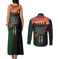 New Zealand and Australia ANZAC Day Couples Matching Tank Maxi Dress and Long Sleeve Button Shirt Lest We Forget Indigenous and Maori Pattern