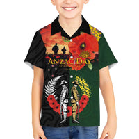 New Zealand and Australia ANZAC Day Family Matching Mermaid Dress and Hawaiian Shirt Lest We Forget Indigenous and Maori Pattern LT03 Son's Shirt Multicolor - Polynesian Pride