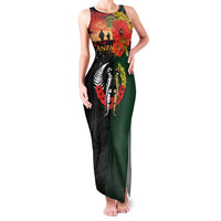 New Zealand and Australia ANZAC Day Family Matching Tank Maxi Dress and Hawaiian Shirt Lest We Forget Indigenous and Maori Pattern LT03 Mom's Dress Multicolor - Polynesian Pride