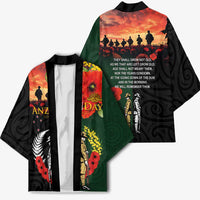 New Zealand and Australia ANZAC Day Kimono Lest We Forget Indigenous and Maori Pattern