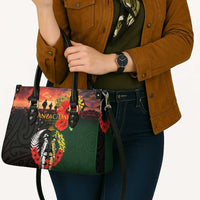 New Zealand and Australia ANZAC Day Leather Bag Lest We Forget Indigenous and Maori Pattern