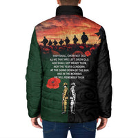 New Zealand and Australia ANZAC Day Padded Jacket Lest We Forget Indigenous and Maori Pattern