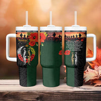 New Zealand and Australia ANZAC Day Tumbler With Handle Lest We Forget Indigenous and Maori Pattern