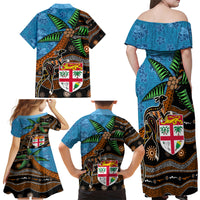Fiji and Australia Family Matching Off Shoulder Maxi Dress and Hawaiian Shirt Fijian and Aboriginal mix Culture