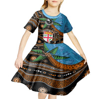 Fiji and Australia Kid Short Sleeve Dress Fijian and Aboriginal mix Culture