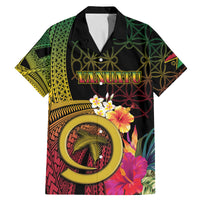 Vanuatu Independence Day Family Matching Mermaid Dress and Hawaiian Shirt Sand Drawing Melanesian Vibes LT03 Dad's Shirt - Short Sleeve Black - Polynesian Pride
