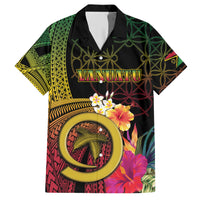 Vanuatu Independence Day Family Matching Short Sleeve Bodycon Dress and Hawaiian Shirt Sand Drawing Melanesian Vibes LT03 Dad's Shirt - Short Sleeve Black - Polynesian Pride