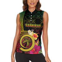 Vanuatu Independence Day Women Sleeveless Polo Shirt Sand Drawing Melanesian Vibes
