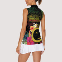 Vanuatu Independence Day Women Sleeveless Polo Shirt Sand Drawing Melanesian Vibes