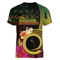 Vanuatu Independence Day Women V-Neck T-Shirt Sand Drawing Melanesian Vibes