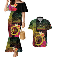 Vanuatu Selebretem 44th Indipendens Dei Couples Matching Mermaid Dress and Hawaiian Shirt Sand Drawing Melanesian Vibes LT03 Black - Polynesian Pride