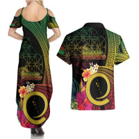 Vanuatu Selebretem 44th Indipendens Dei Couples Matching Summer Maxi Dress and Hawaiian Shirt Sand Drawing Melanesian Vibes LT03 - Polynesian Pride
