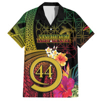 Vanuatu Selebretem 44th Indipendens Dei Family Matching Off Shoulder Short Dress and Hawaiian Shirt Sand Drawing Melanesian Vibes