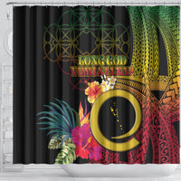Vanuatu Selebretem 44th Indipendens Dei Shower Curtain Sand Drawing Melanesian Vibes