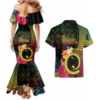 Vanuatu Shefa Day Couples Matching Mermaid Dress and Hawaiian Shirt Sand Drawing Melanesian LT03 - Polynesian Pride