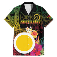 Vanuatu Shefa Day Family Matching Mermaid Dress and Hawaiian Shirt Sand Drawing Melanesian LT03 Dad's Shirt - Short Sleeve Black - Polynesian Pride
