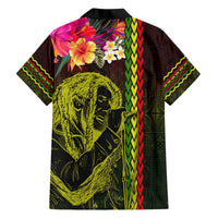 Hawaiian Reggae Music Hawaiian Shirt Jamaica Singer Tribal Polynesian and Hibiscus