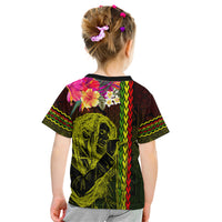 Hawaiian Reggae Music Kid T Shirt Jamaica Singer Tribal Polynesian and Hibiscus