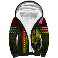 Hawaiian Reggae Music Sherpa Hoodie Jamaica Singer Tribal Polynesian and Hibiscus LT03 Unisex Black - Polynesian Pride
