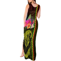 Hawaiian Reggae Music Tank Maxi Dress Jamaica Singer Tribal Polynesian and Hibiscus LT03 - Polynesian Pride