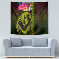 Hawaiian Reggae Music Tapestry Jamaica Singer Tribal Polynesian and Hibiscus