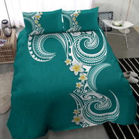 Aloha Polynesian Plumeria Flower Bedding Set Teal Color