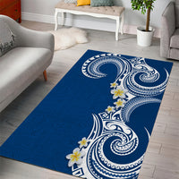 Aloha Polynesian Plumeria Flower Area Rug Blue Color