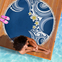 Aloha Polynesian Plumeria Flower Beach Blanket Blue Color