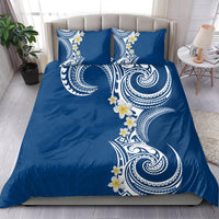 Aloha Polynesian Plumeria Flower Bedding Set Blue Color