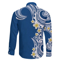 Aloha Polynesian Plumeria Flower Family Matching Long Sleeve Bodycon Dress and Hawaiian Shirt Blue Color LT03 - Polynesian Pride