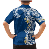 Aloha Polynesian Plumeria Flower Family Matching Mermaid Dress and Hawaiian Shirt Blue Color LT03 - Polynesian Pride