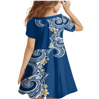 Aloha Polynesian Plumeria Flower Family Matching Mermaid Dress and Hawaiian Shirt Blue Color LT03 - Polynesian Pride
