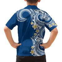 Aloha Polynesian Plumeria Flower Family Matching Short Sleeve Bodycon Dress and Hawaiian Shirt Blue Color LT03 - Polynesian Pride