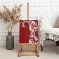 Aloha Polynesian Plumeria Flower Canvas Wall Art Red Color