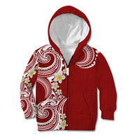 Aloha Polynesian Plumeria Flower Kid Hoodie Red Color