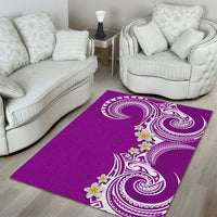 Aloha Polynesian Plumeria Flower Area Rug Purple Color