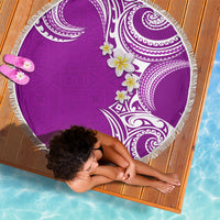 Aloha Polynesian Plumeria Flower Beach Blanket Purple Color